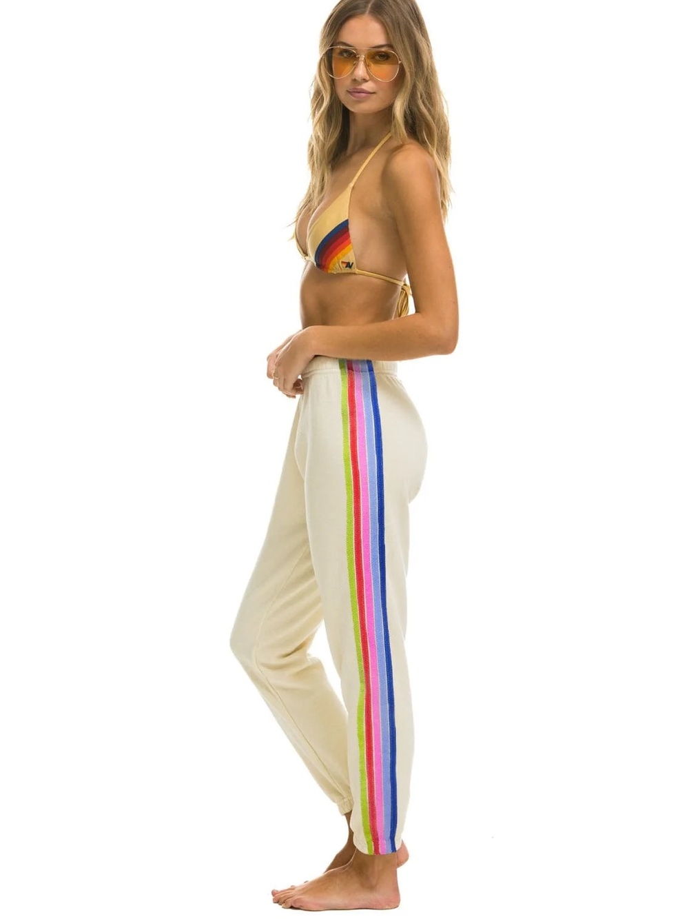 Aviator Nation & Peloton 5 Stripe in Vintage White